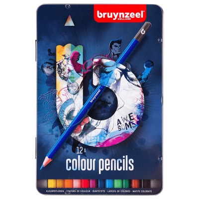 Bruynzeel, Pastelky farebné, sada 12 ks, tmavá krabička