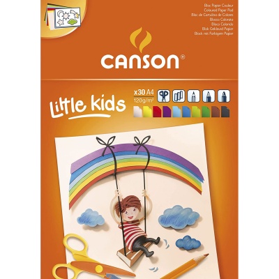 CANSON Detský farebný papier, 120g/m2, 30 listov, 10 farieb A4