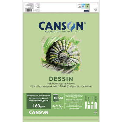 CANSON Skicár FineFace Dessin, 160g, A3 - 15 listov