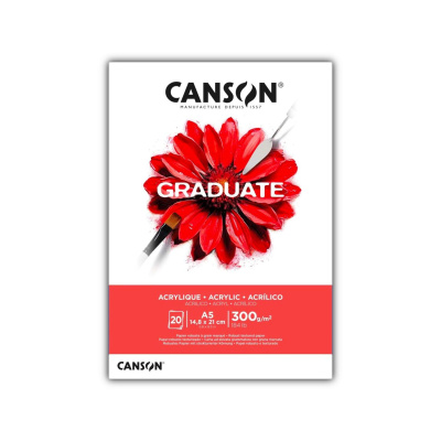 CANSON Skicár Graduate na akryl, A5, 300 g, 20 listov