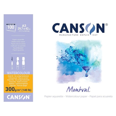 CANSON Skicár MONTVAL Aquarelle, A3, 300 g, 100 listov