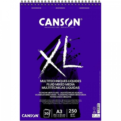 CANSON Skicár XL Fluid Mixed Media, A3, 250 g, 30 listov