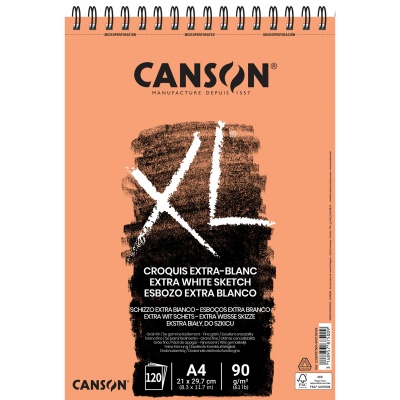 CANSON Skicár XL Sketch Extra blanc 90g/m2, 120 listov A4