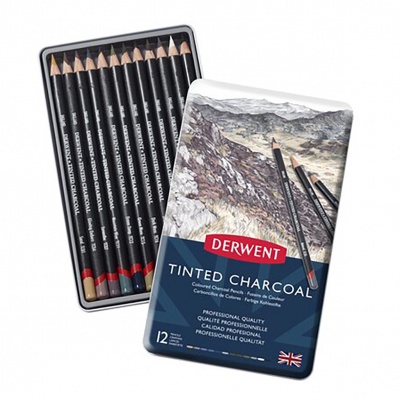 Derwent, Sada pasteliek TINDED CHARCOAL, 12 ks