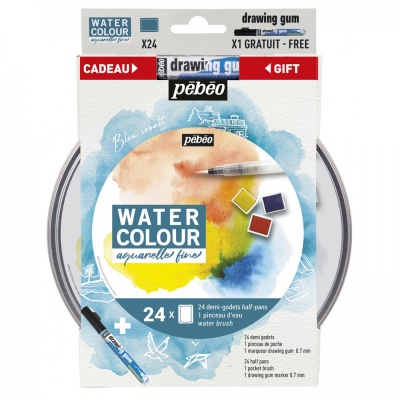 Fine Watercolour 24x10 ml + Drawing gum fixka