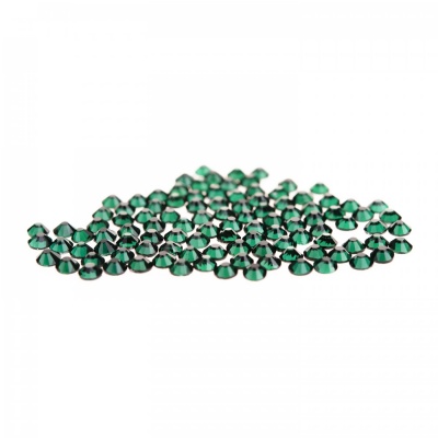 Hot fix, nažehľ. korálky, S16 emerald, 100 ks
