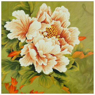 Krížiková výšivka, Blooming Peony, 61 x 61 cm