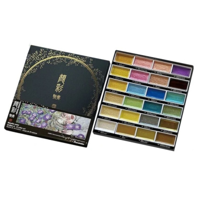 Kuretake, Akvarel Gansai Tambi Metallic, 24 ks