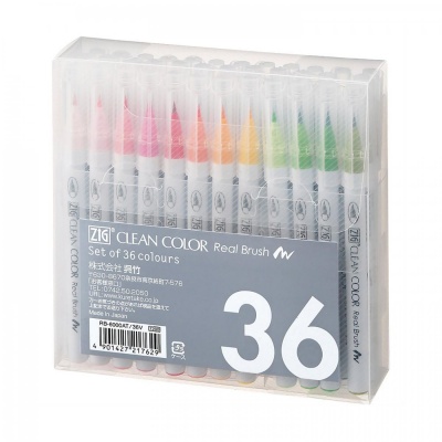 Kuretake, Clean Color Real Brush, Sada 36 ks
