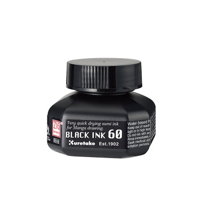 Kuretake ZIG, Black Ink, čierny atrament, 60 ml