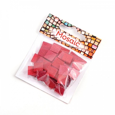 Mozaika, 1 x 1 cm, trblietavá, 20 g, červená