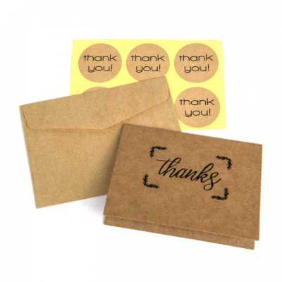 Papierová kraft kartička, Thank you 2, 10 ks