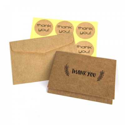 Papierová kraft kartička, Thank you 3, 10 ks