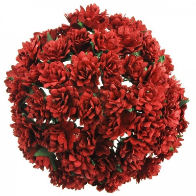 Papierový kvet astra, 15 mm, červená 5 ks