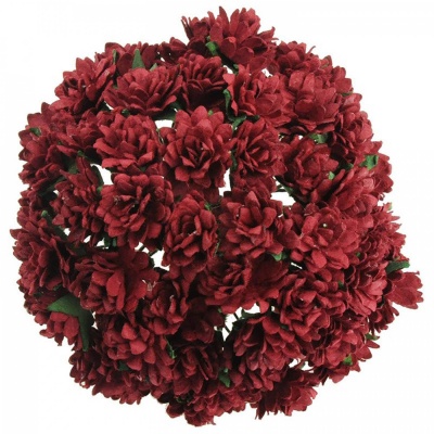 Papierový kvet astra, 15 mm, tm. červená 10 ks