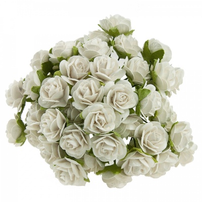 Papierový kvet ruža, 10 mm, biela 10 ks
