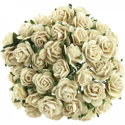 Papierový kvet ruža, 15 mm, krémová 10 ks