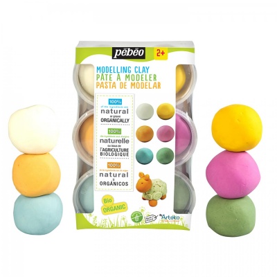 PEBEO BIO prírodná plastelína pre deti, 6 x 90 g, pastelové odtiene
