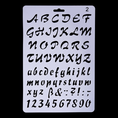 Plastová šablóna, 25,9 x 17,2 cm, abeceda a čísla