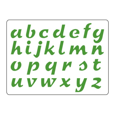 Plastová šablóna A5, malá abeceda, kurzíva