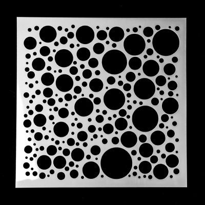 Plastová šablóna, štvorec 13 x 13 cm, bubliny
