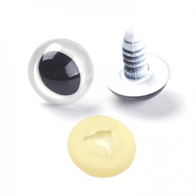 Plastové bezpečnostné oči do hračiek 18,5 mm biele
