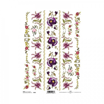 Ryžový papier na decoupage, A4, bordúra kvety