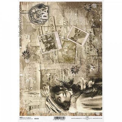 Ryžový papier na decoupage, A4, dievča retro