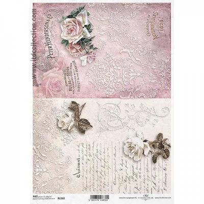 Ryžový papier na decoupage, A4, dopis kvety