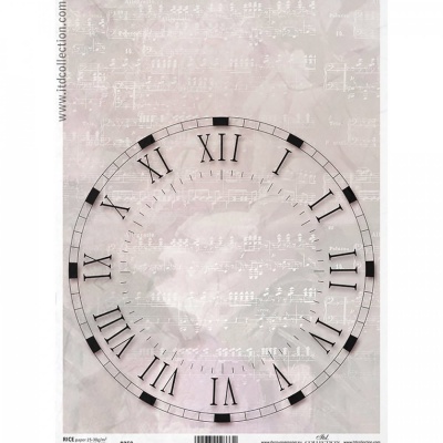 Ryžový papier na decoupage, A4, hodiny rímske