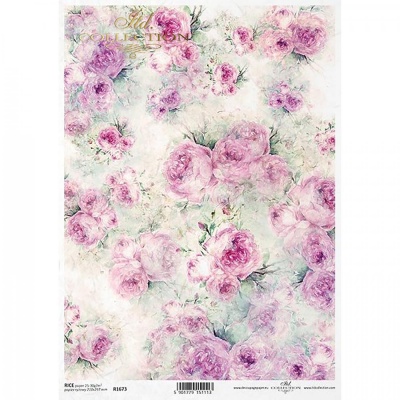Ryžový papier na decoupage, A4, pastelové ruže