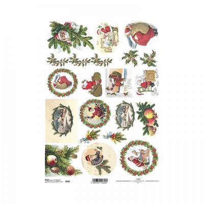 Ryžový papier na decoupage, A4, Vianočné motívy