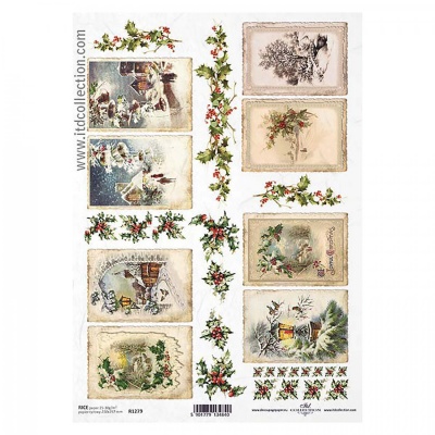 Ryžový papier na decoupage, A4, Vianočné obrázky