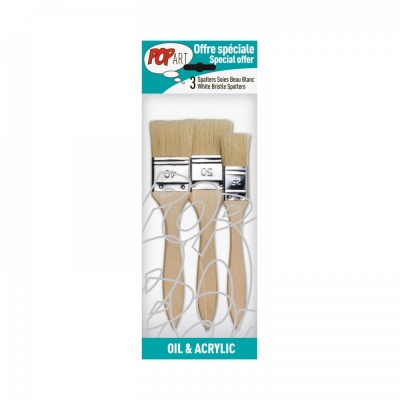 Sada 3 širokých štetcov White bristle