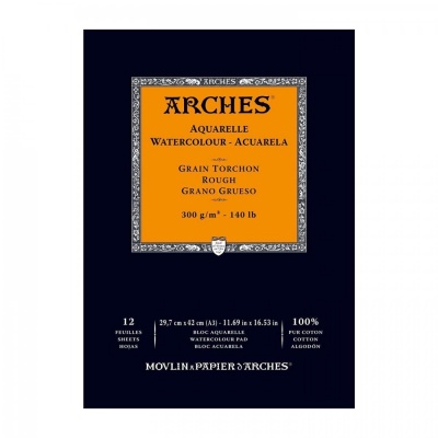 Skicár Arches na akvarel, rough, 29,7 x 42 cm, 300 g, 12 listov