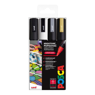 Uni POSCA, PC-5M, 2,5 mm, sada 4 ks fixiek