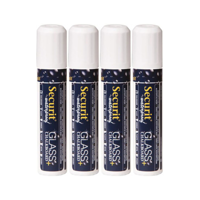 Vodeodolná fixka, Securit, hrot 7-15 mm, biela, 4ks balenie