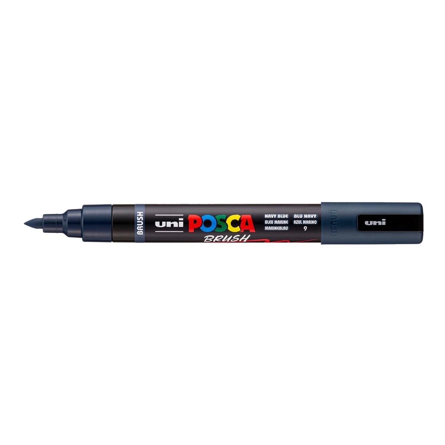 UNI POSCA fixka so štetcovým hrotom 1 - 4 mm, námornícka modrá