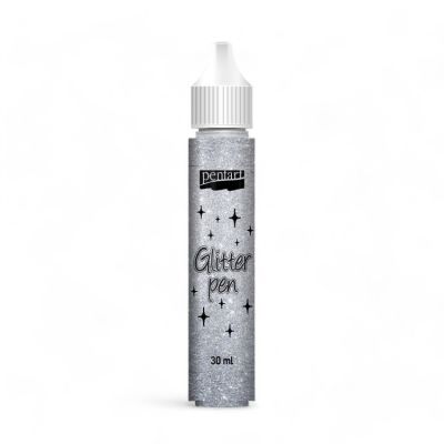 Glitter pen, 30 ml, strieborná