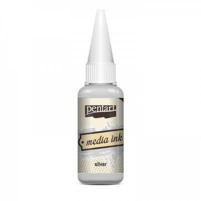 Media Ink atrament 20 ml, strieborná