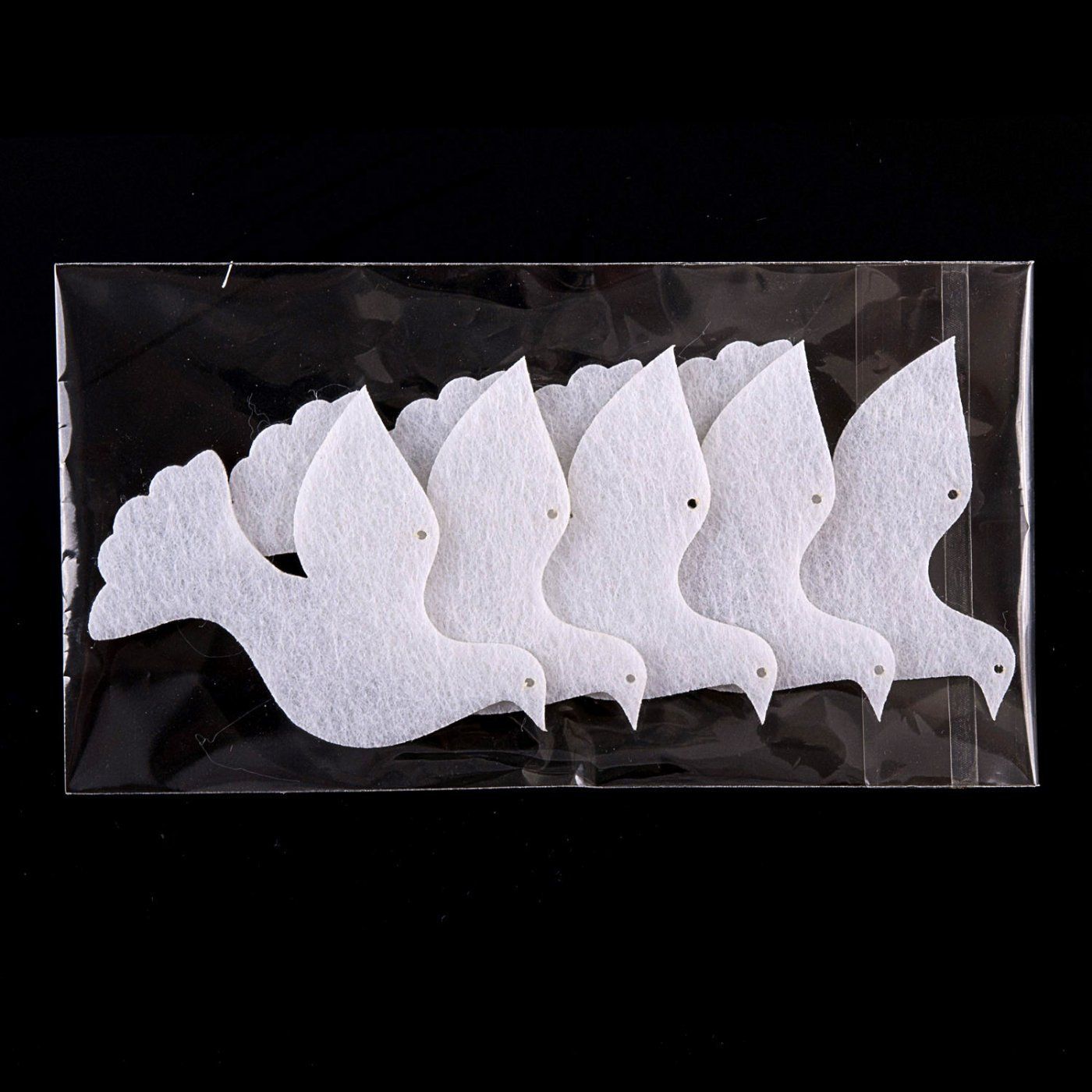 Filcová ozdoba, holubice, 5 ks, priemer 6 cm