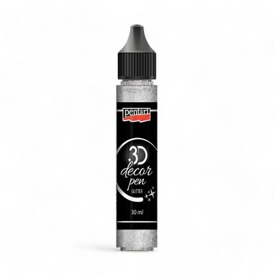 Dekoračné 3D pero, 30 ml, glitrová strieborná