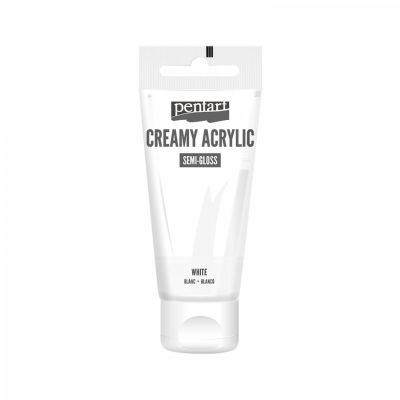 Akrylová farba krémová, pololesklá, biela, 60 ml