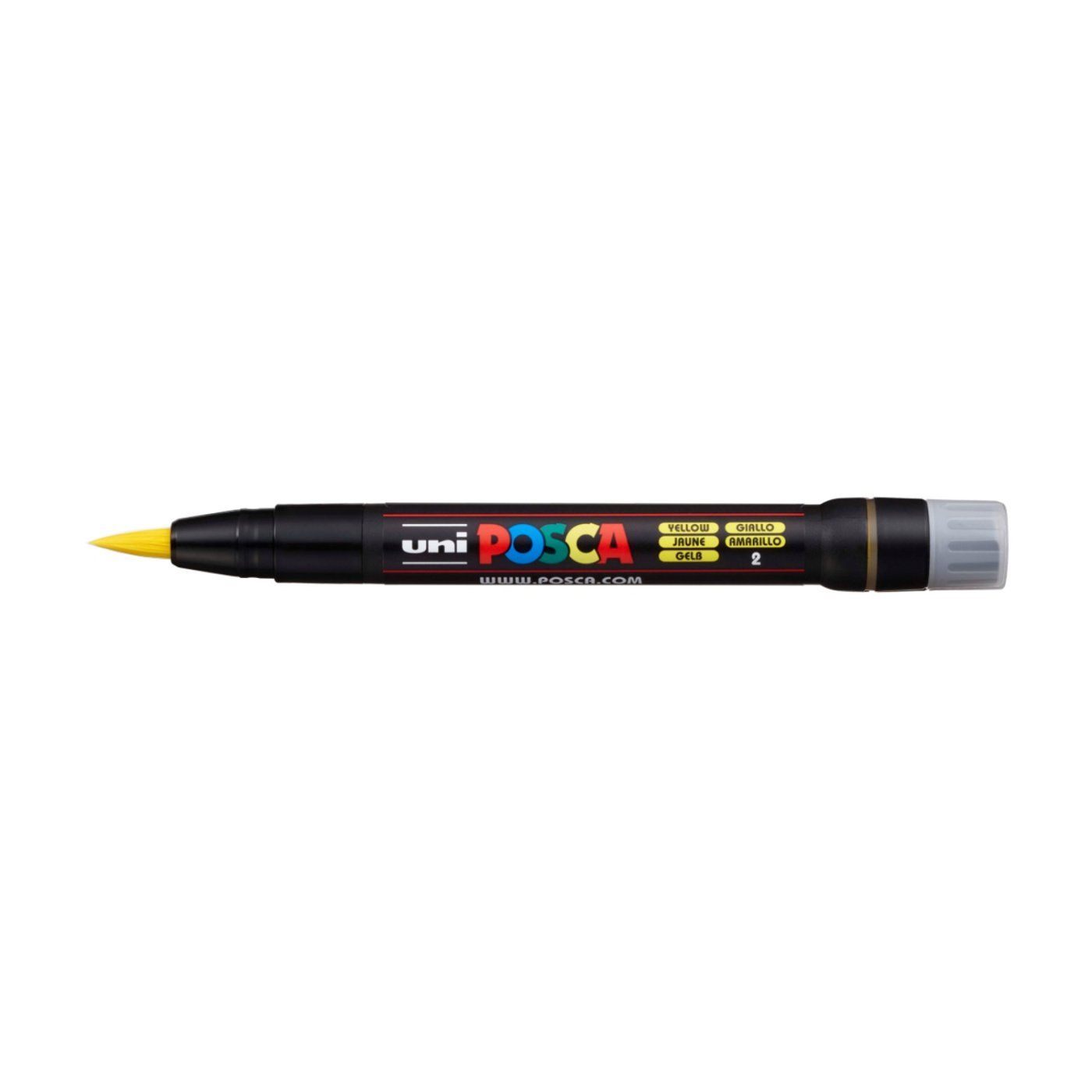UNI POSCA fixka so štetcovým hrotom, žltá