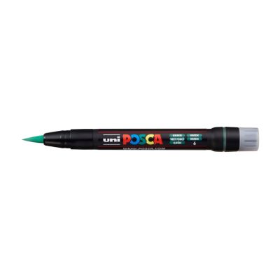 UNI POSCA fixka so štetcovým hrotom, zelená