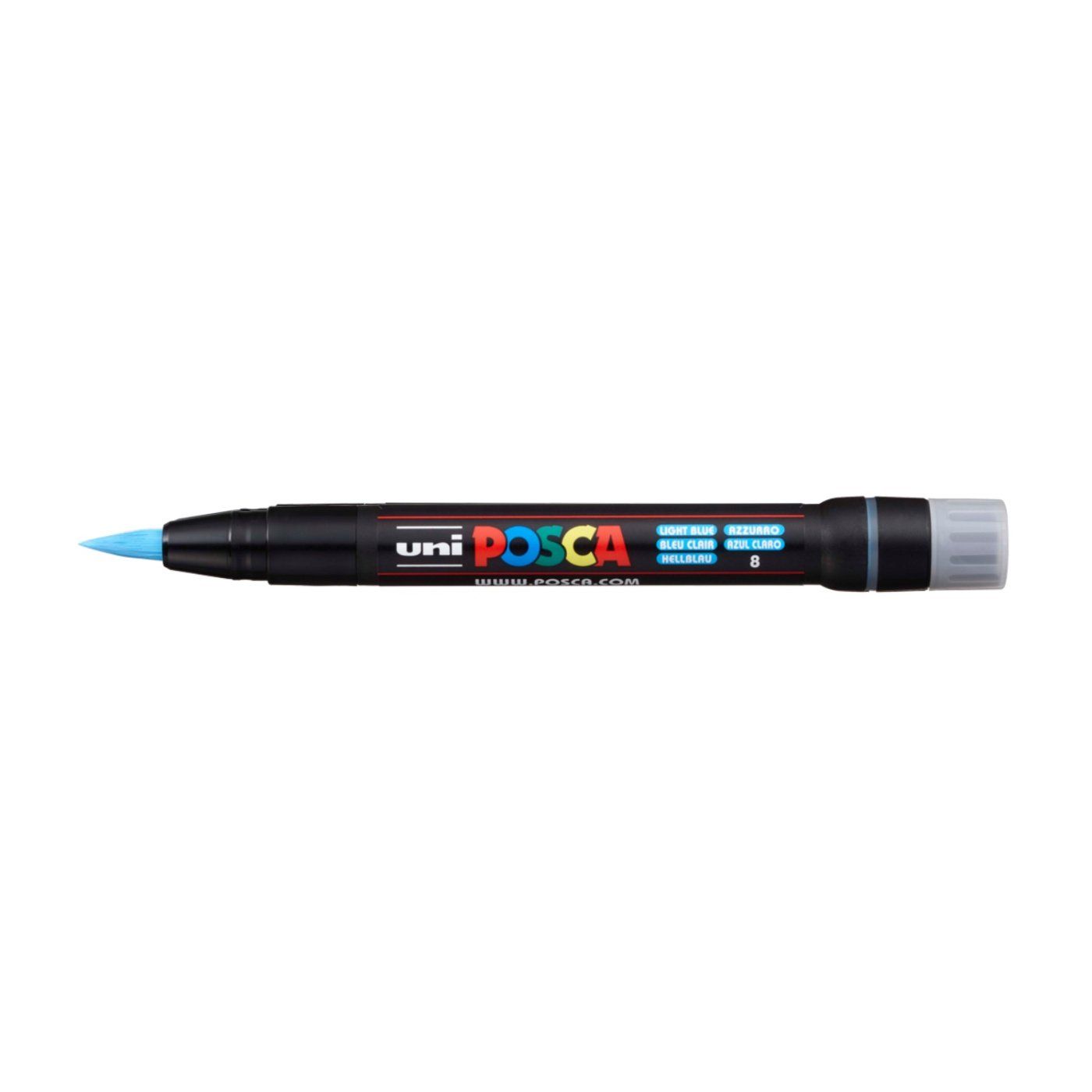 UNI POSCA fixka so štetcovým hrotom, svetlomodrá