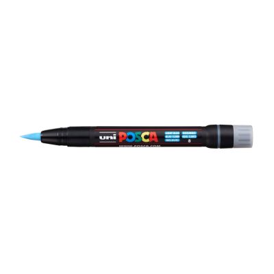 UNI POSCA fixka so štetcovým hrotom, svetlomodrá
