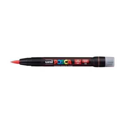 UNI POSCA fixka so štetcovým hrotom, červená