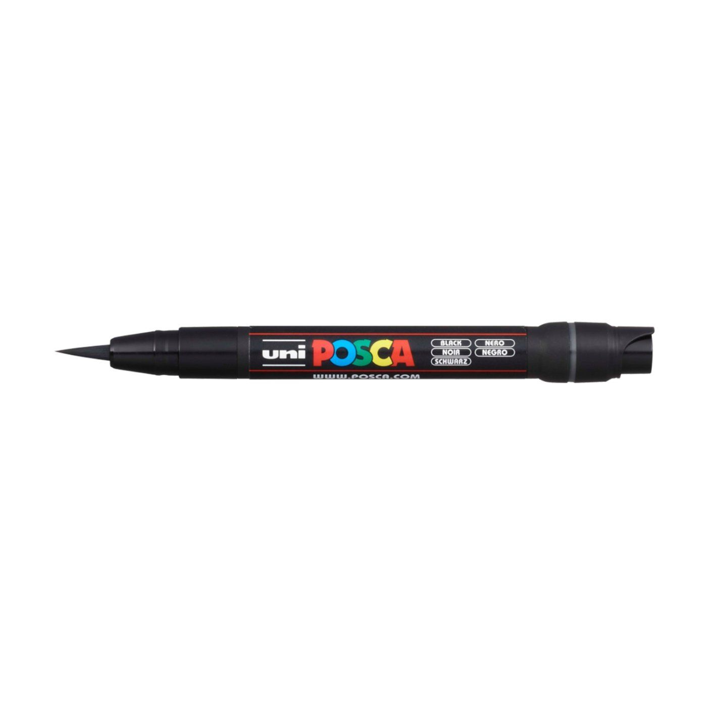 UNI POSCA fixka so štetcovým hrotom, čierna