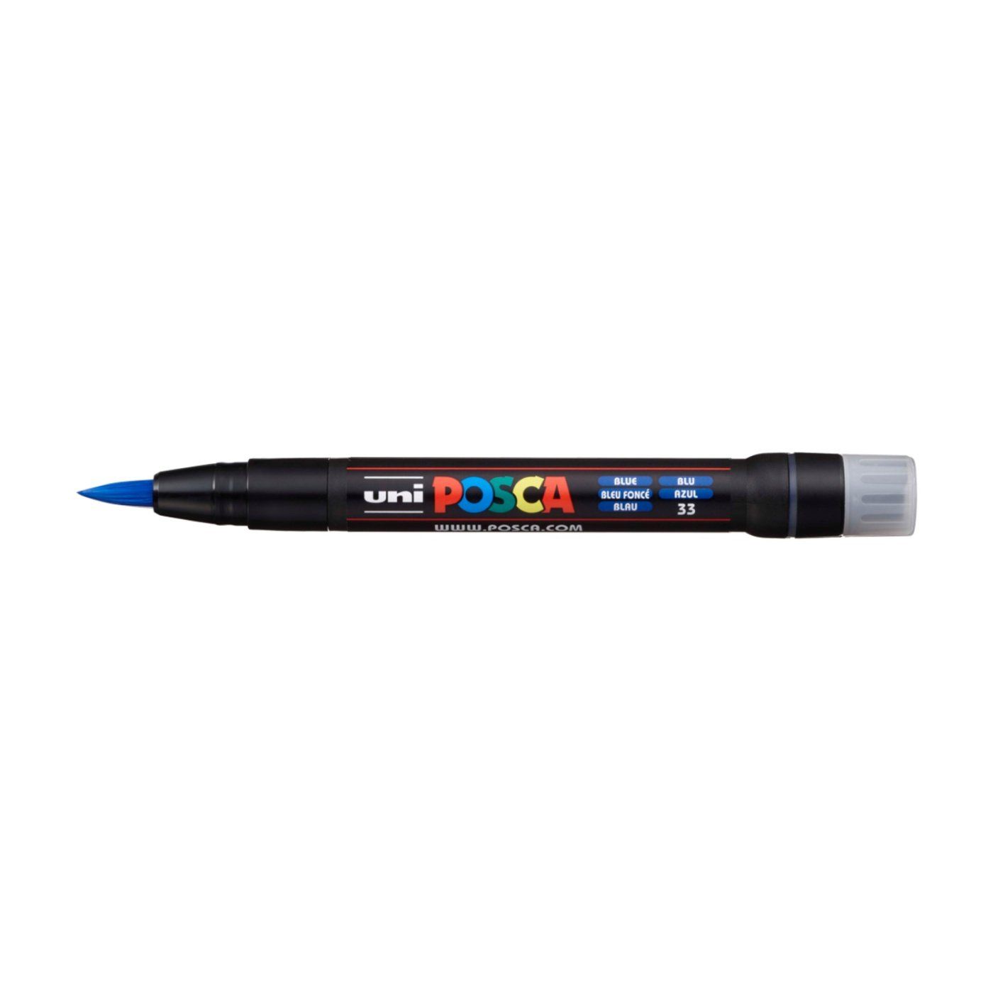 UNI POSCA fixka so štetcovým hrotom, modrá